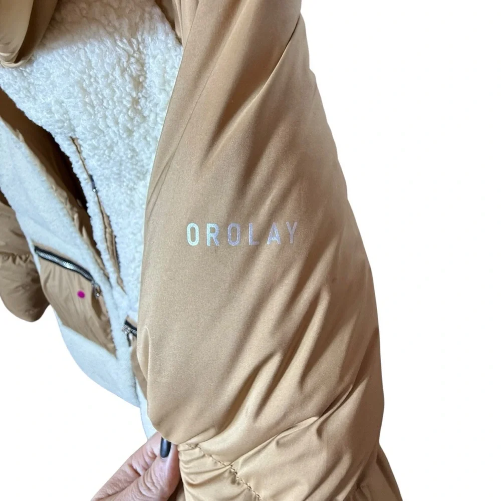 Orolay 092 O-Lab Fuzzy Fleece Puffer Down Jacket • Khaki Sherpa • Size Small - Picture 7 of 16